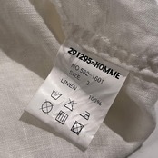 リネン100% 291295=HOMME ニーキュウイチニキュウゴーオム 長袖 ワークシャツ 3 /ホワイト メンズ