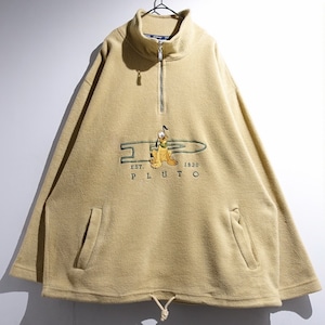 90s "Disney" Yellow Goofy Embroidery Design Half-Zip Fleece
