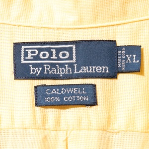 極美品 XL ガーゼ コットン ペールイエロー Caldwell ポロラルフローレン 半袖開襟シャツ Polo Ralph Lauren 黄色