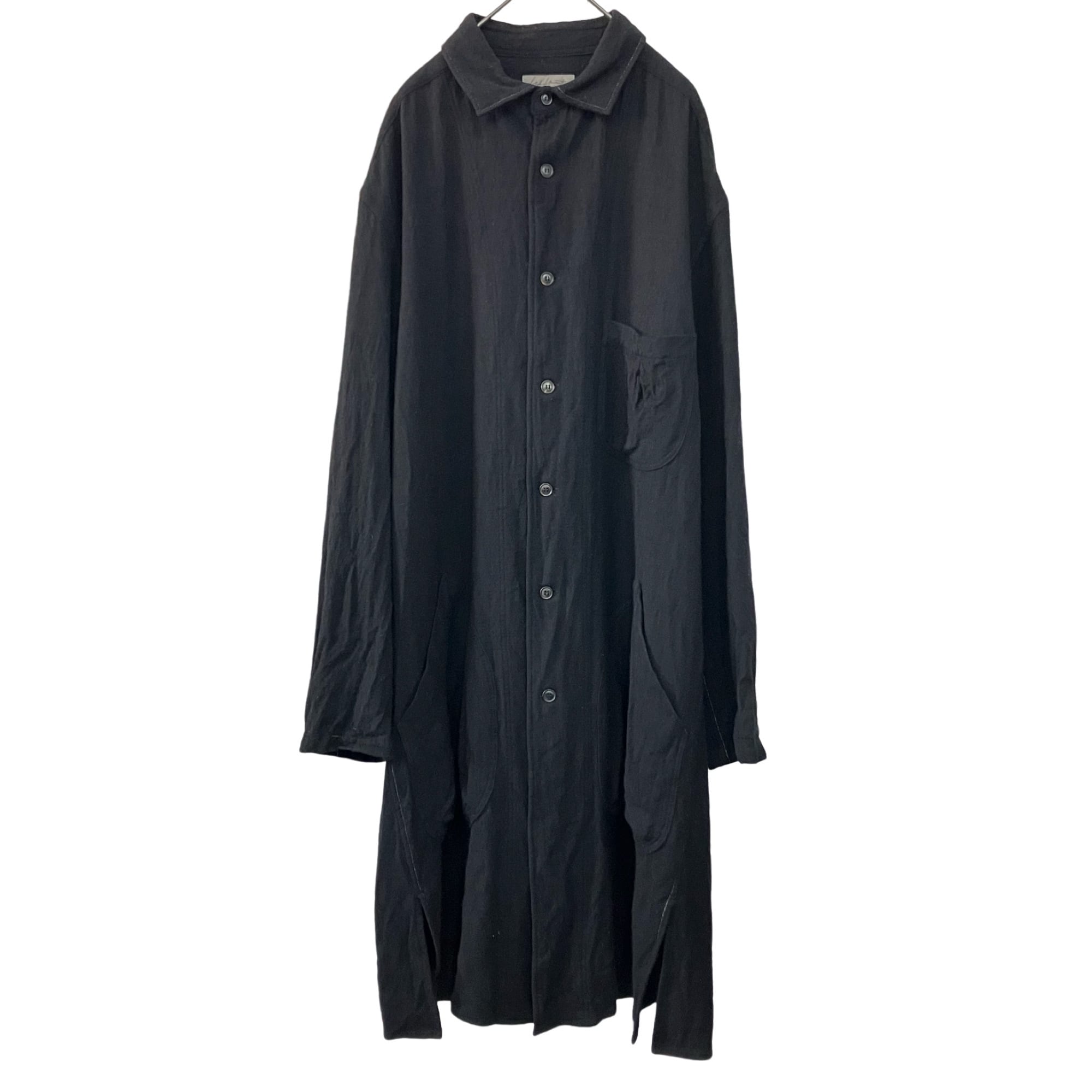 『Yohji Yamamoto POUR HOMME stitch big silhouette over size wool long shirt  coat』USED 古着 ヨウジ ヤマモト プールオム ビッグ シルエット オーバーサイズ ウール 縮絨 シワ 加工 ステッチ ロング シャツ コート 