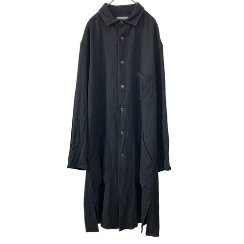 『Yohji Yamamoto POUR HOMME stitch big silhouette over size wool long shirt coat』USED 古着 ヨウジ ヤマモト プールオム ビッグ シルエット オーバーサイズ ウール 縮絨 シワ 加工 ステッチ ロング シャツ コート