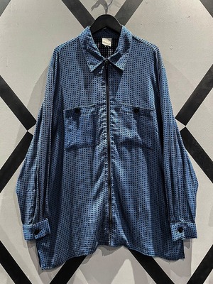 【X VINTAGE】Checkered Pattern Vintage Loose Zip Up Shirt Jacket
