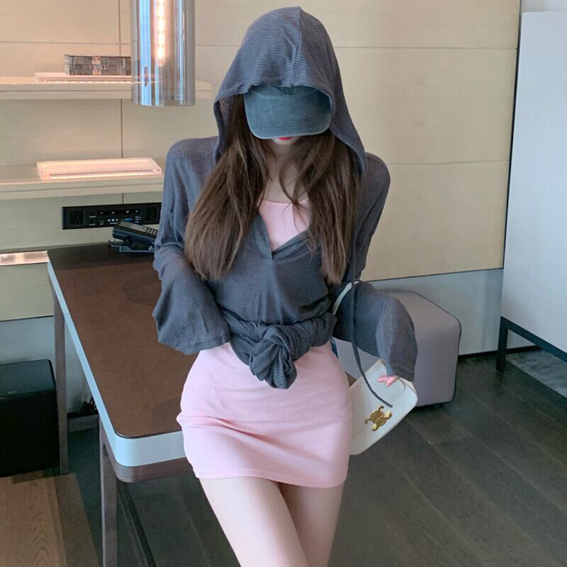 薄手フードシャツ ドレス サマー ロング ストリート 夏物 ガールズファッション25935167147