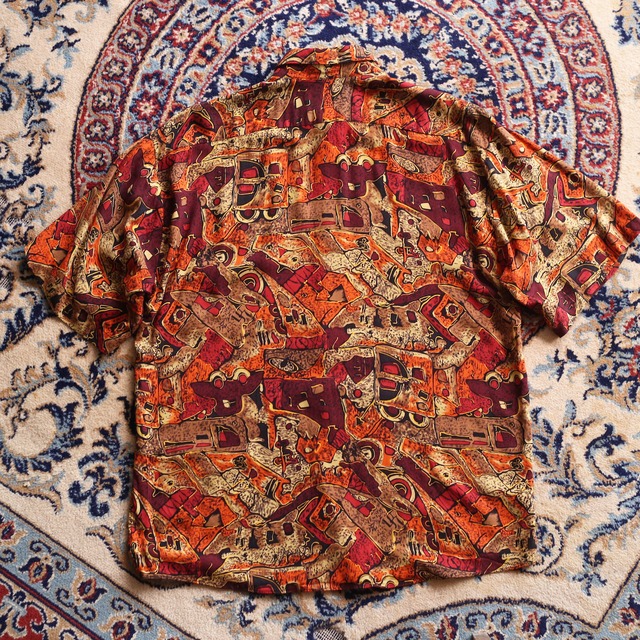 art graphic pattern h/s rayon shirt