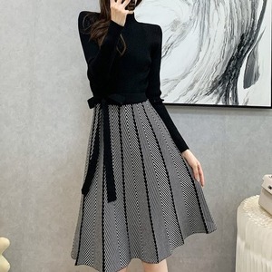 切り替えニットワンピース リボン付き 3色 Hz1 299 86 Clothing 切り替えニットワンピース リボン付き 3色 Hz1 299 86 Clothing