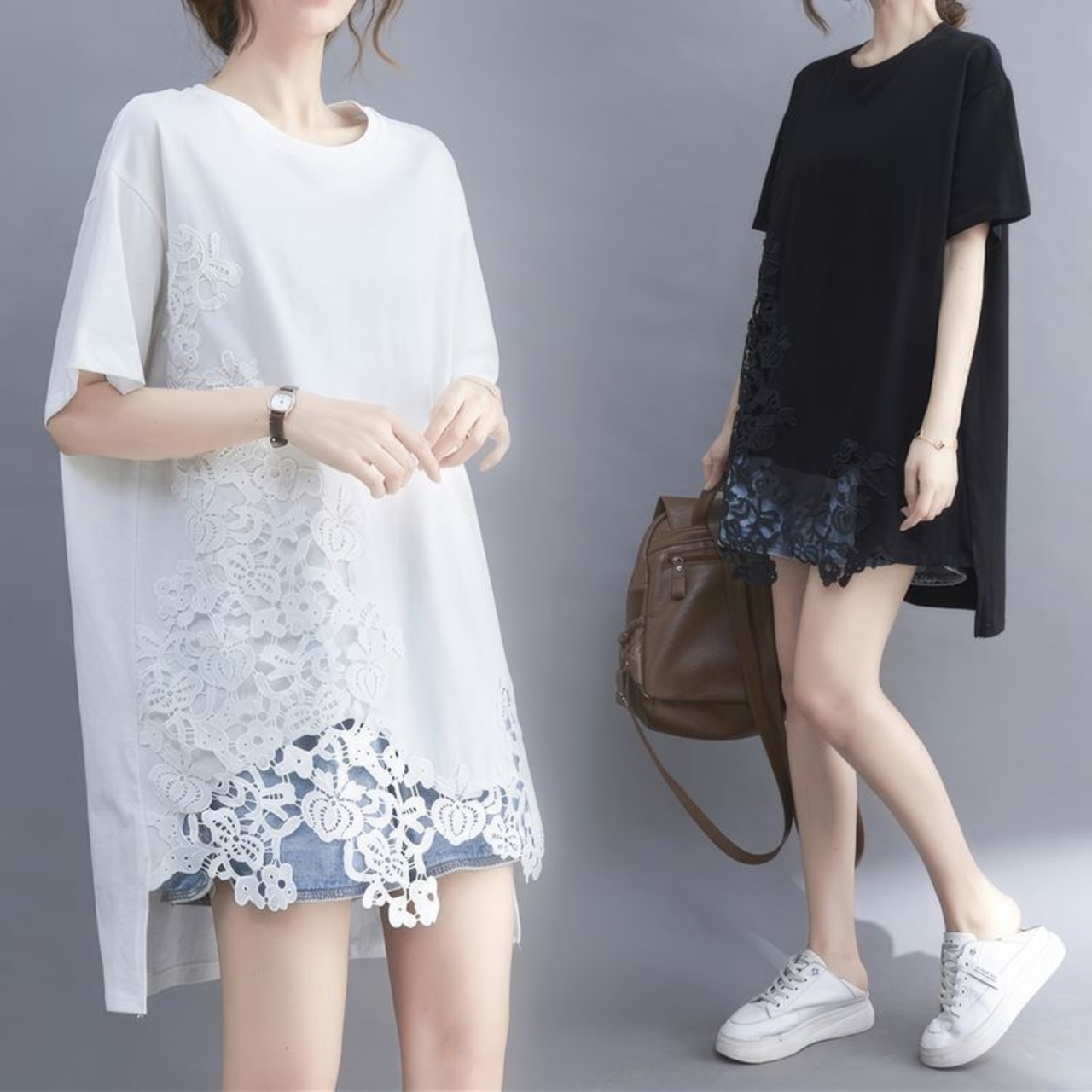 フラワーレース アシメ Tシャツ  30242