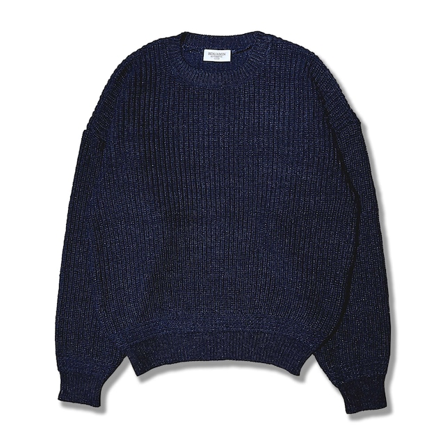 BENJAMIN ORIGINAL INDIGO CREW NECK COTTON SWEATER