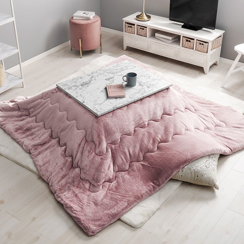 【組立式】大理石柄 カジュアルコタツ＋うす掛け布団2点セット コンパクトサイズ 5色展開 幅75cm