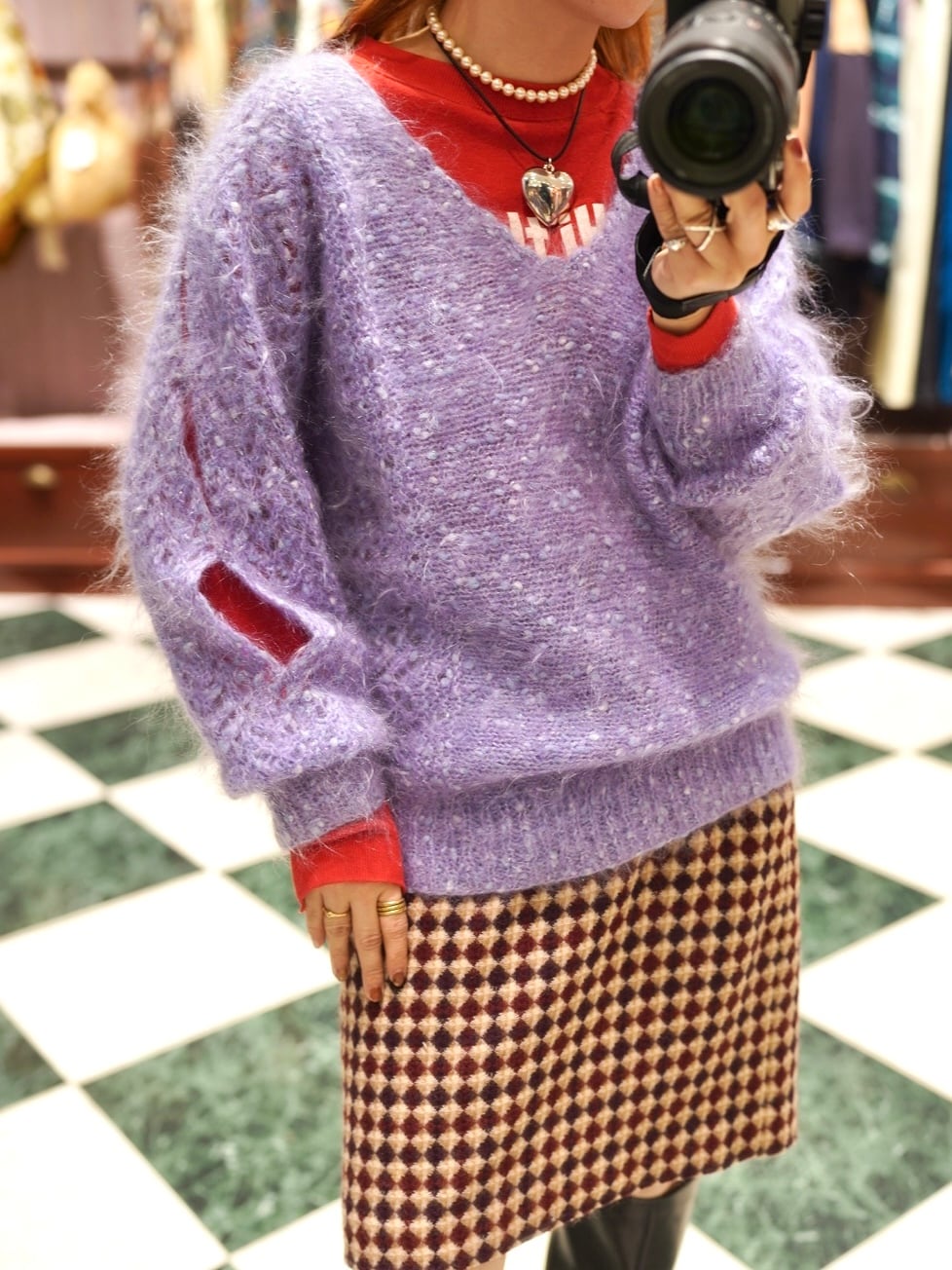 Vintage "Lavender Fuzzy Knit Sweater"