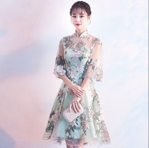 ★送料無料★S(7号)☆チャイナ風刺繍が美しいワンピ－ス(OPN2004)