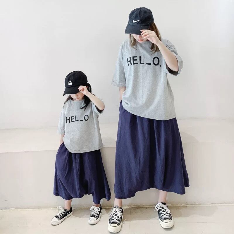 M-L】スカート風 サルエルパンツ カジュアル レディース 親子コーデ 夏 