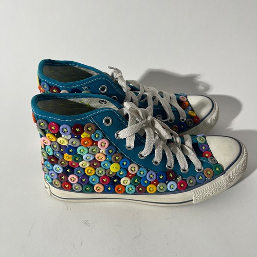 "Button Sneakers" High-Blue (24.5-25.0)