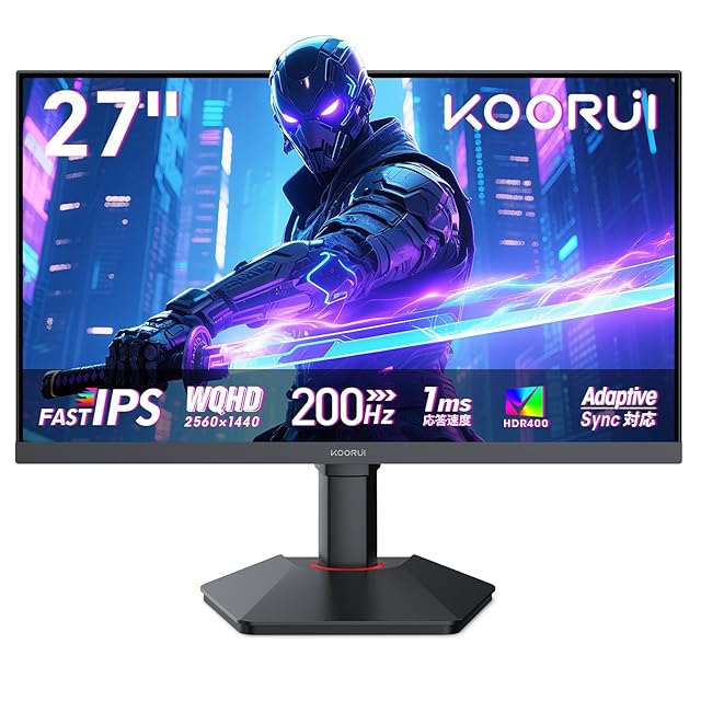 KOORUI ゲーミングモニター 27インチ WQHD(2560x1440) 200Hz 1ms(OD