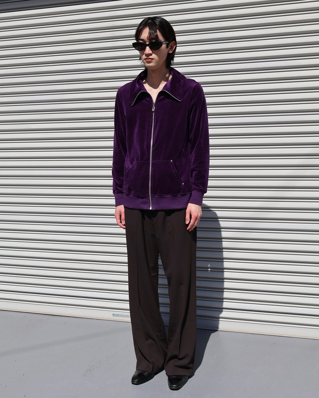 velor high neck ringzip blouson
