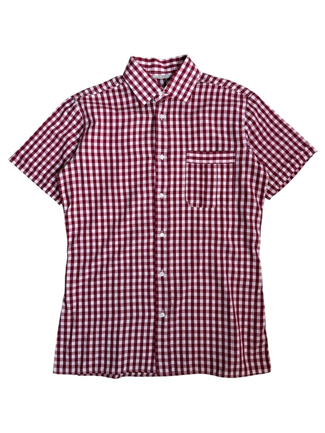 Red White Gingham Check Cotton Button Shirt M