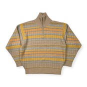 Crocodile クロコダイル チェック柄 ハイネック ハーフジップ ウールニットセーター サイズ L /メンズ/マルチ系