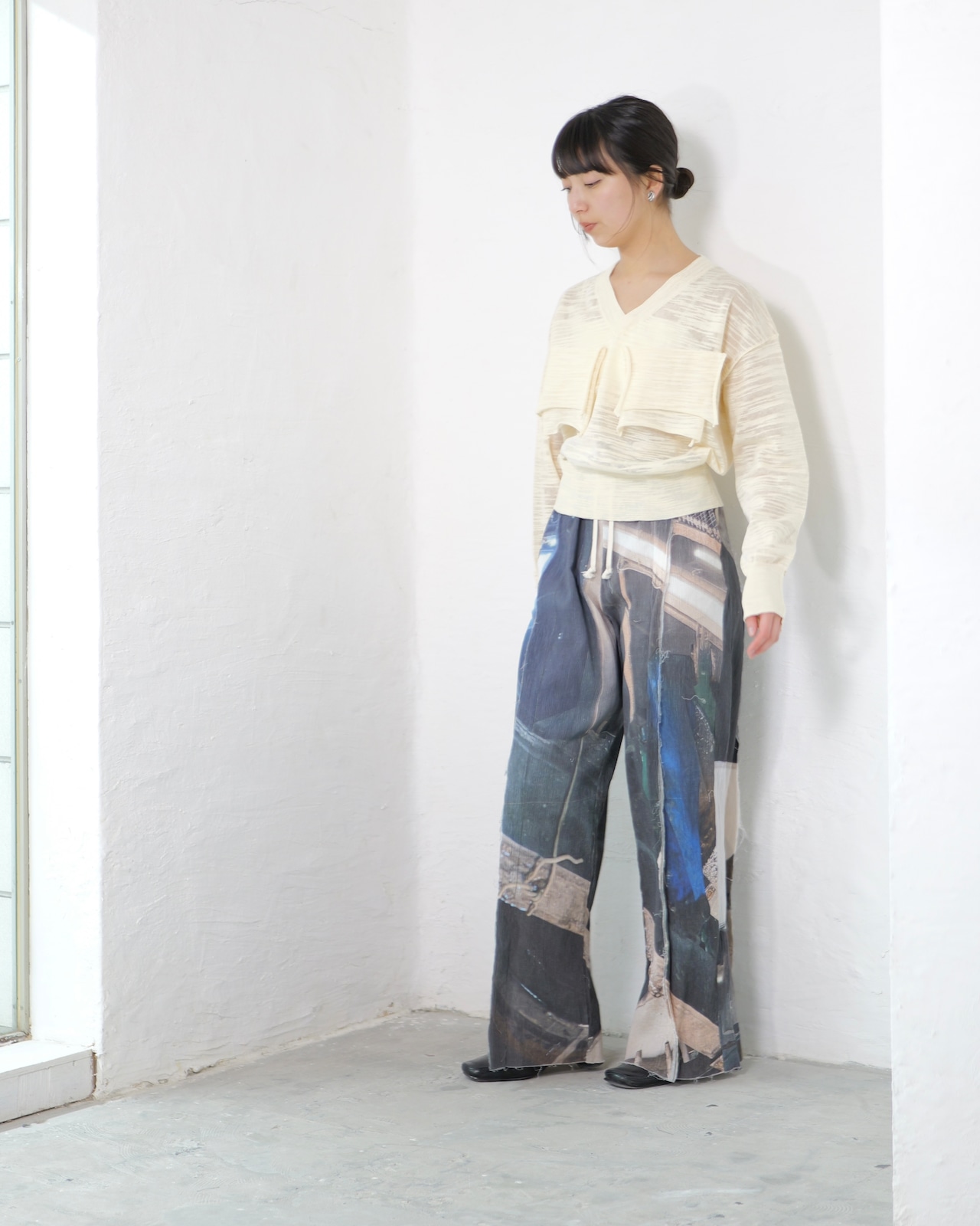 kotoha yokozawa - Graphic Yoryu Pants :Mono Coil|グラフィック楊柳/風景プリント/size 4