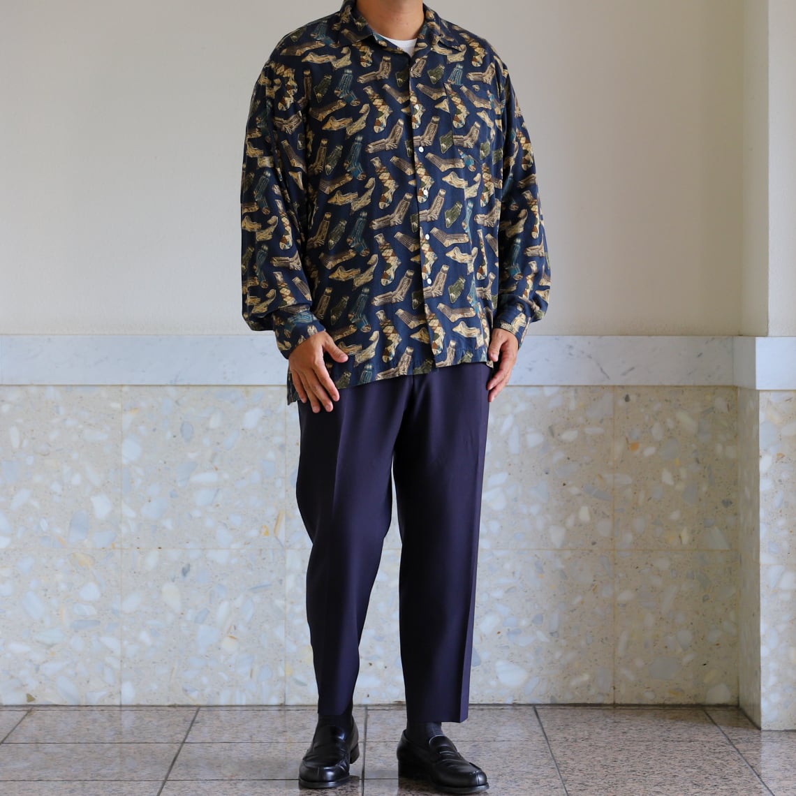極美品】90s Ralph Lauren special rayon open collar shirt big size