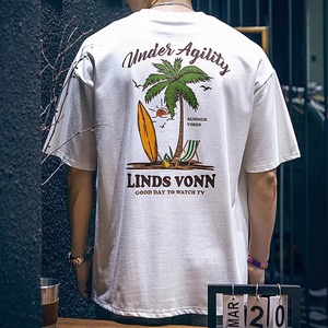Pure cotton beach coconut tree vacation short-sleeved T-shirt(VE290)
