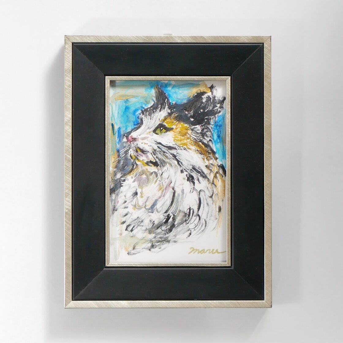 送料無料 「猫の絵no.84」 原画 フレーム付き アクリル画（アート作品 