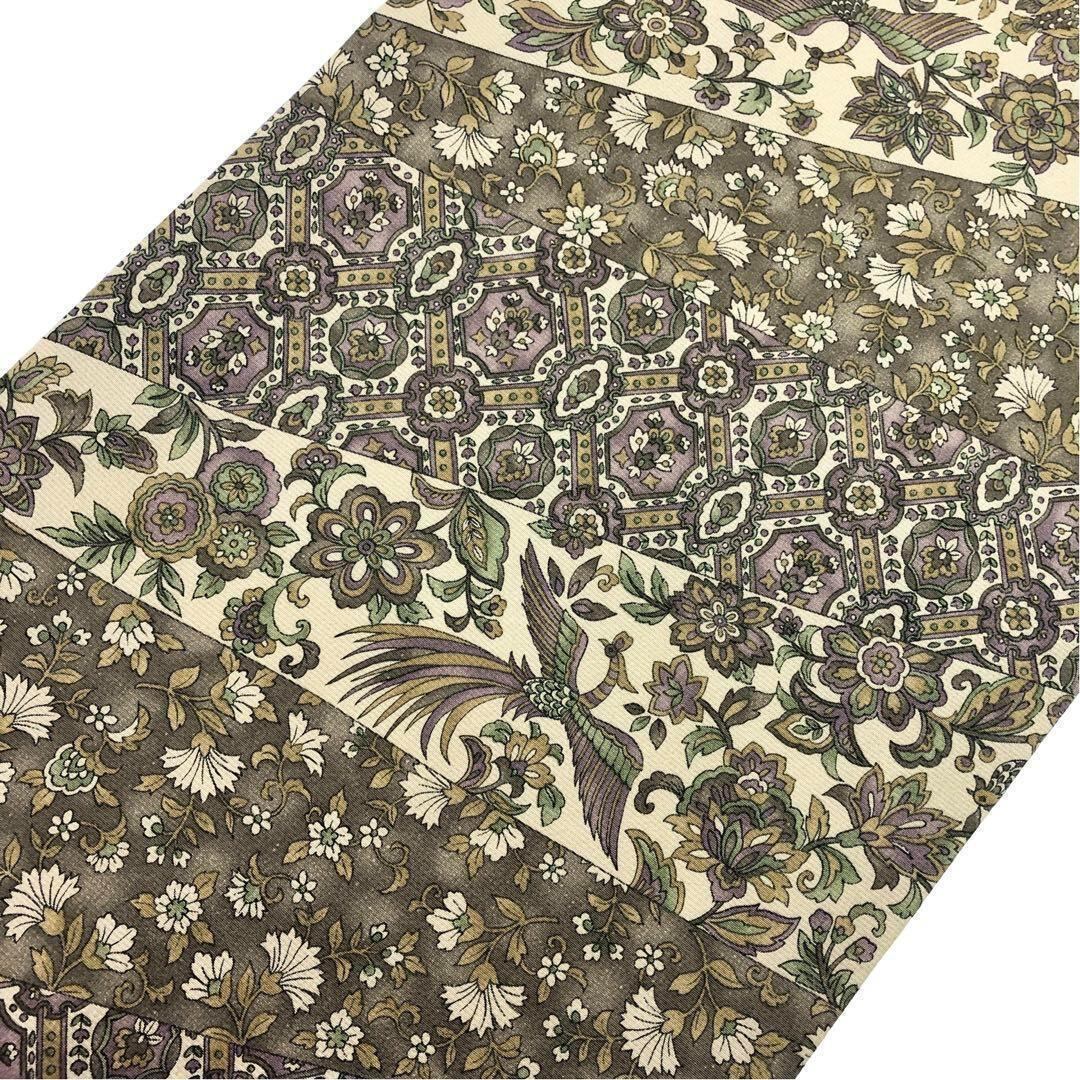 袋帯 地紙に花模様 鳳凰 松 金糸 焦茶色 フォーマル O-4287 ファッション 