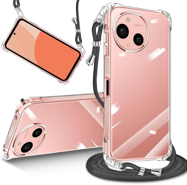 tuulaasii For AQUOS sense9/10 ケース クリア ショルダー SH-53E/SH-53F/SHG14 肩掛け 縄掛け TPU