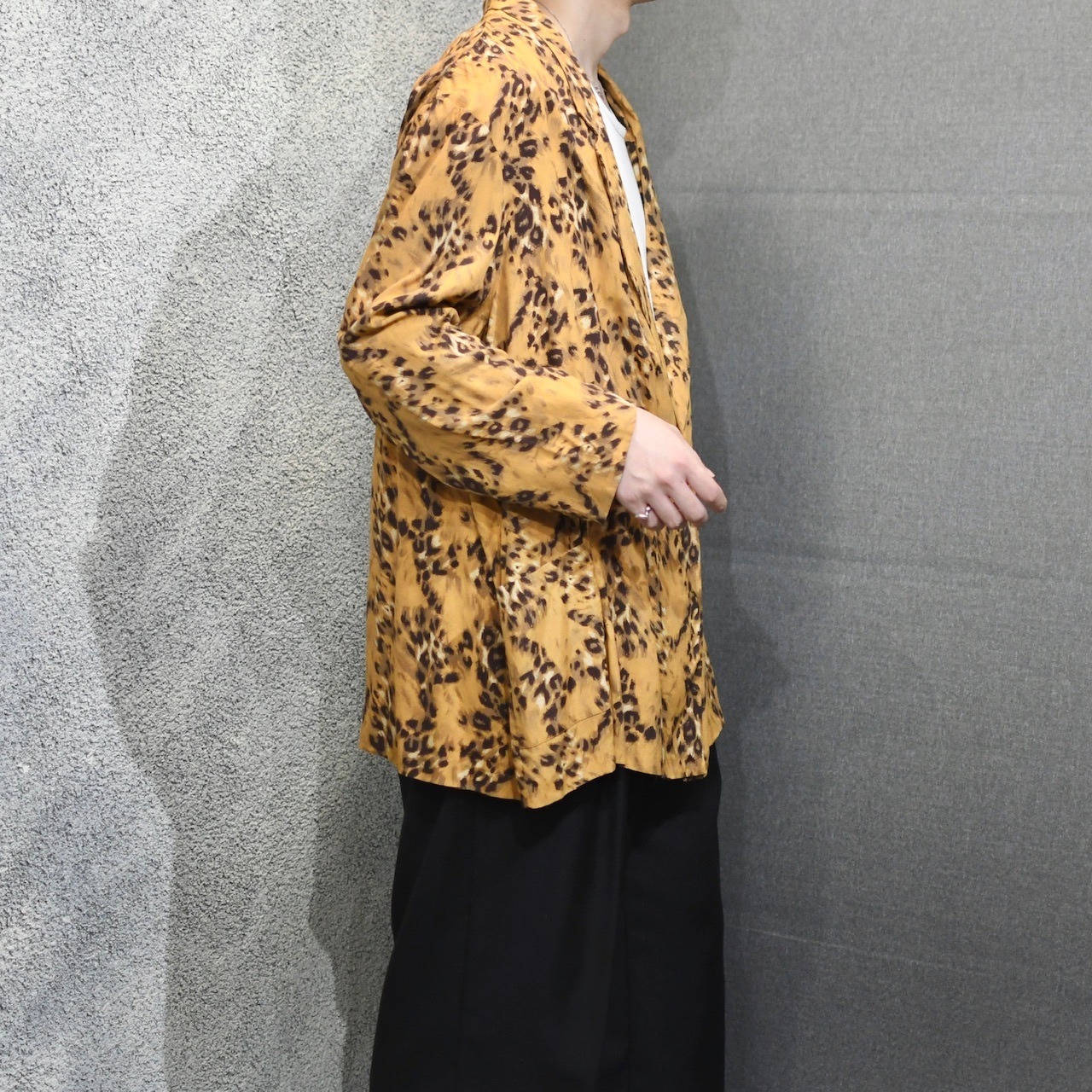 leopard pattern rayon easy tailored jacket