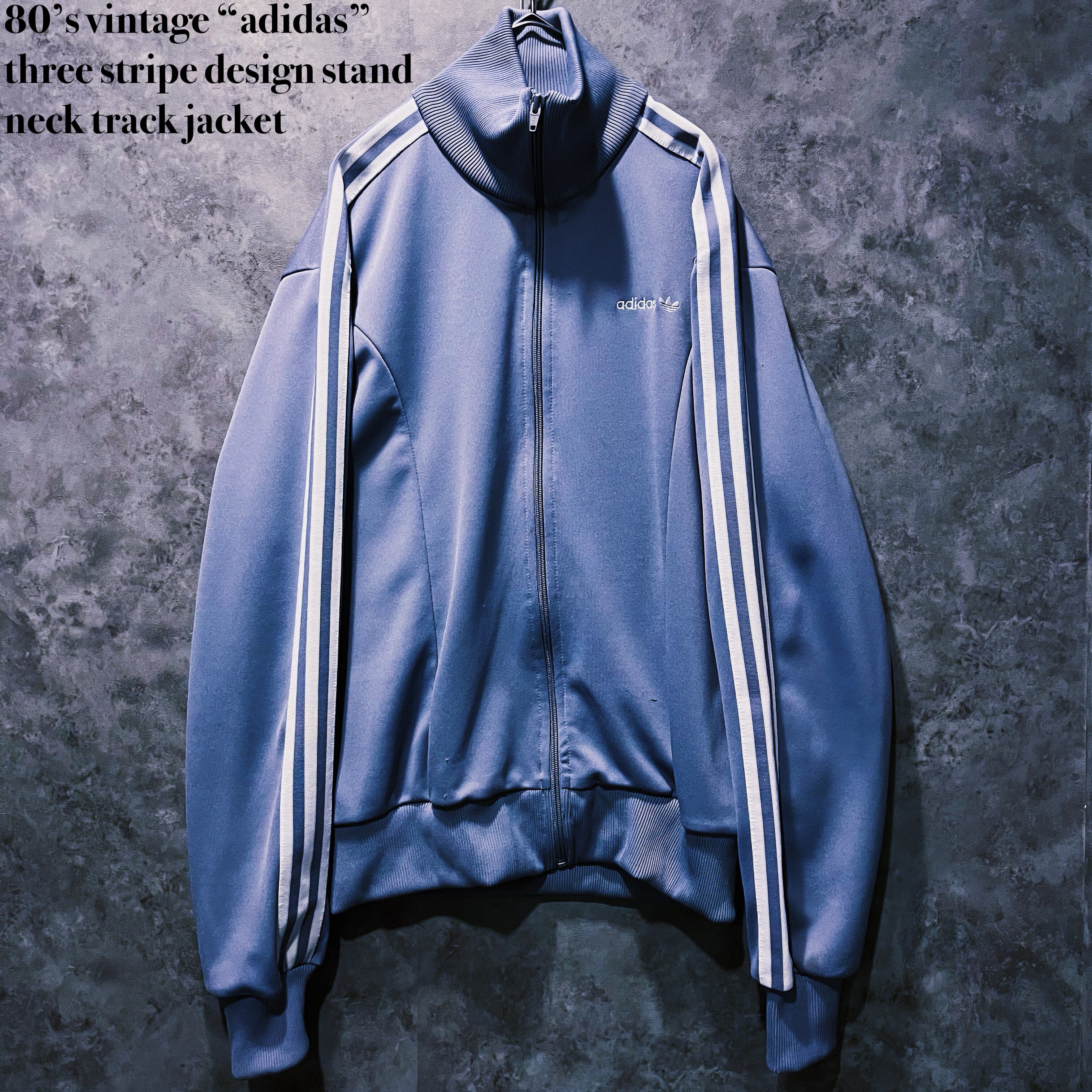 【doppio】80’s vintage “adidas” three stripe design stand neck track jacket