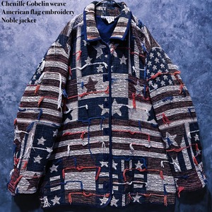 【doppio】Chenille Gobelin weave American flag embroidery Noble jacket