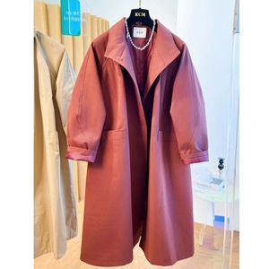 SOLID STAND COLLAR A-LINE LONG WINDBREAKER COAT 4colors M-15028