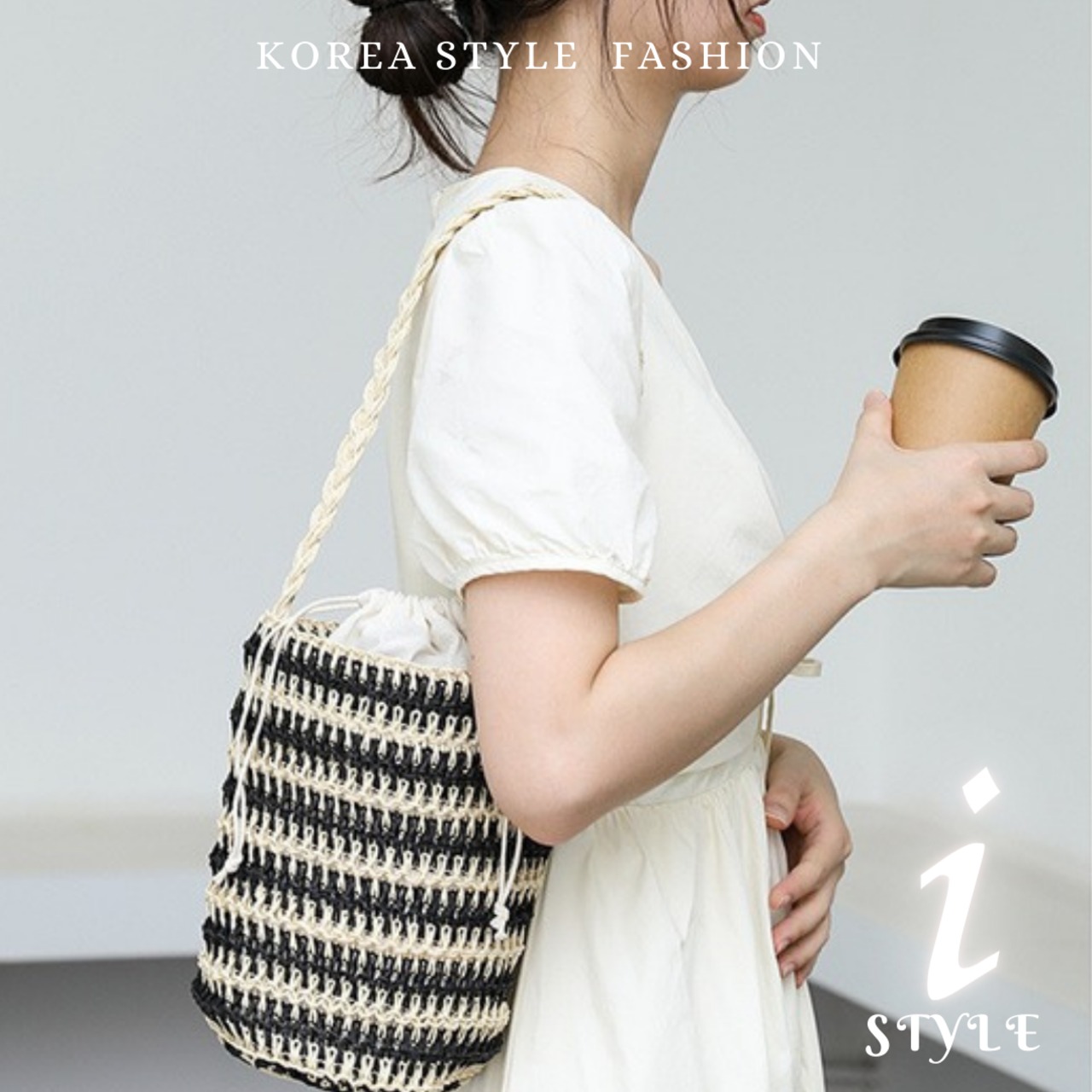 ラタン柄✿巾着型バッグ ラタン柄✿巾着型バッグ