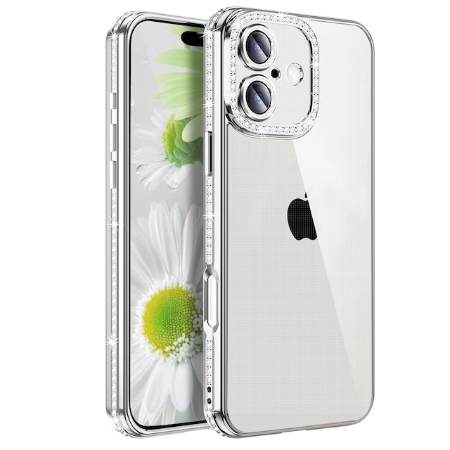 MuZiF iPhone 17 用 ケース クリア メッキ加工 キラキラ 背面全透明 サラウンドレンズ保護 カメラ保護 TPU ソフトケース 薄くて軽い 女性 人気 耐衝撃 携帯カバー ラップホール付き アイフォン 17 用 スマホケース (iPhone 17用,シルバー)