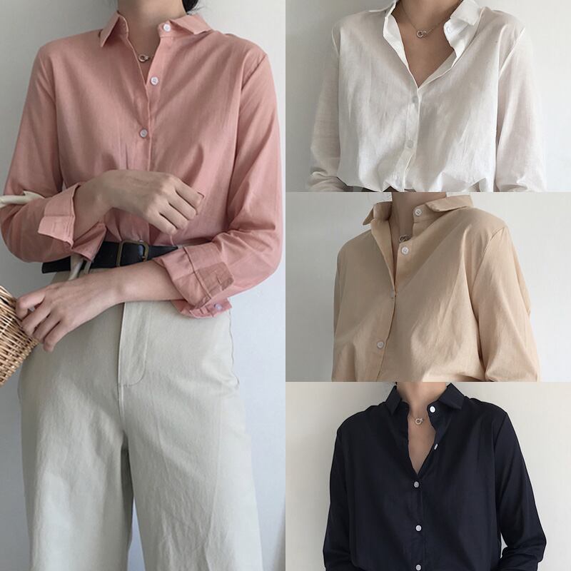 シンプルスタイル・ベーシックシャツブラウス