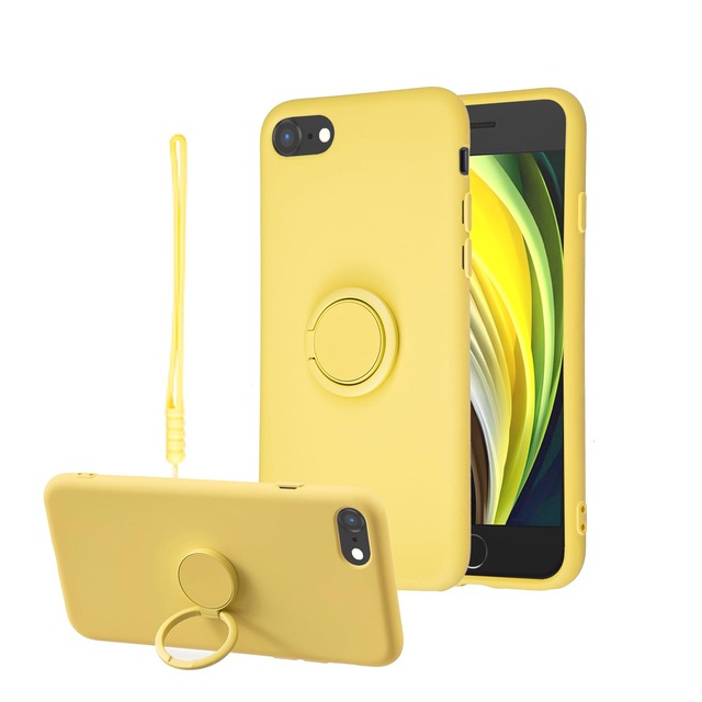 YJKezhan for iPhone SE 第3世代 (2022) / iPhone SE 第2世代 (2020) / iPhone8 / iPhone7 ケース シリコン スタンド式 液状シリカゲル製の携帯ケース マルチアングルスタンド機能 えきたいシリカゲル マグネット搭載 シルキーソフトタッチ-se3黄色い