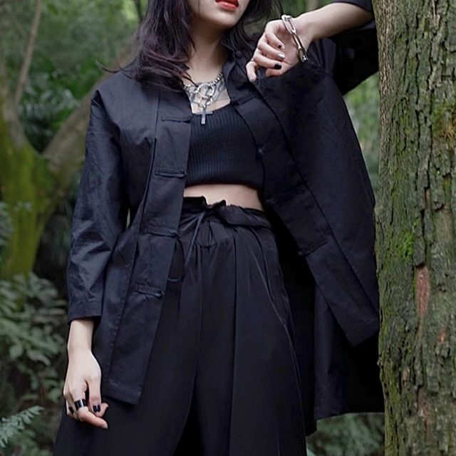 Faux layered china-style shirt【2color】 C0262