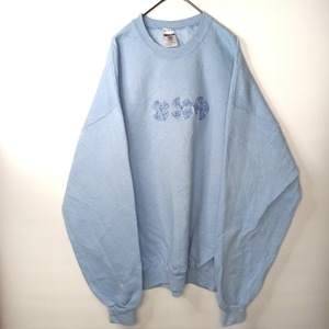 ジャージーズ　クルーネック　スウェット　トレーナー　刺繍　花柄　XL