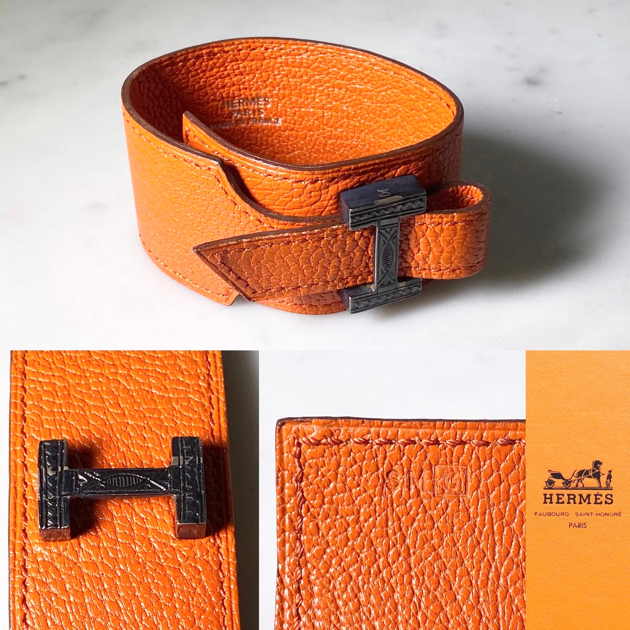 HERMES エルメス アルテミス オレンジ レザーバングル 難あり HERMES エルメス アルテミス オレンジ レザーバングル ブレスレット