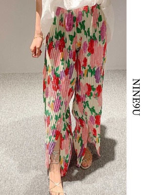 ROSE print pleated pants【NINE3006】