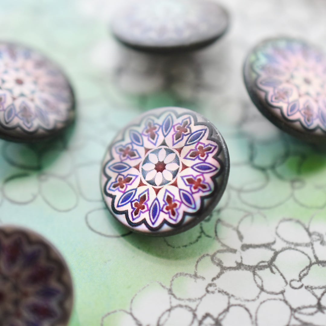 フラワープリント×パールブラック 18㎜