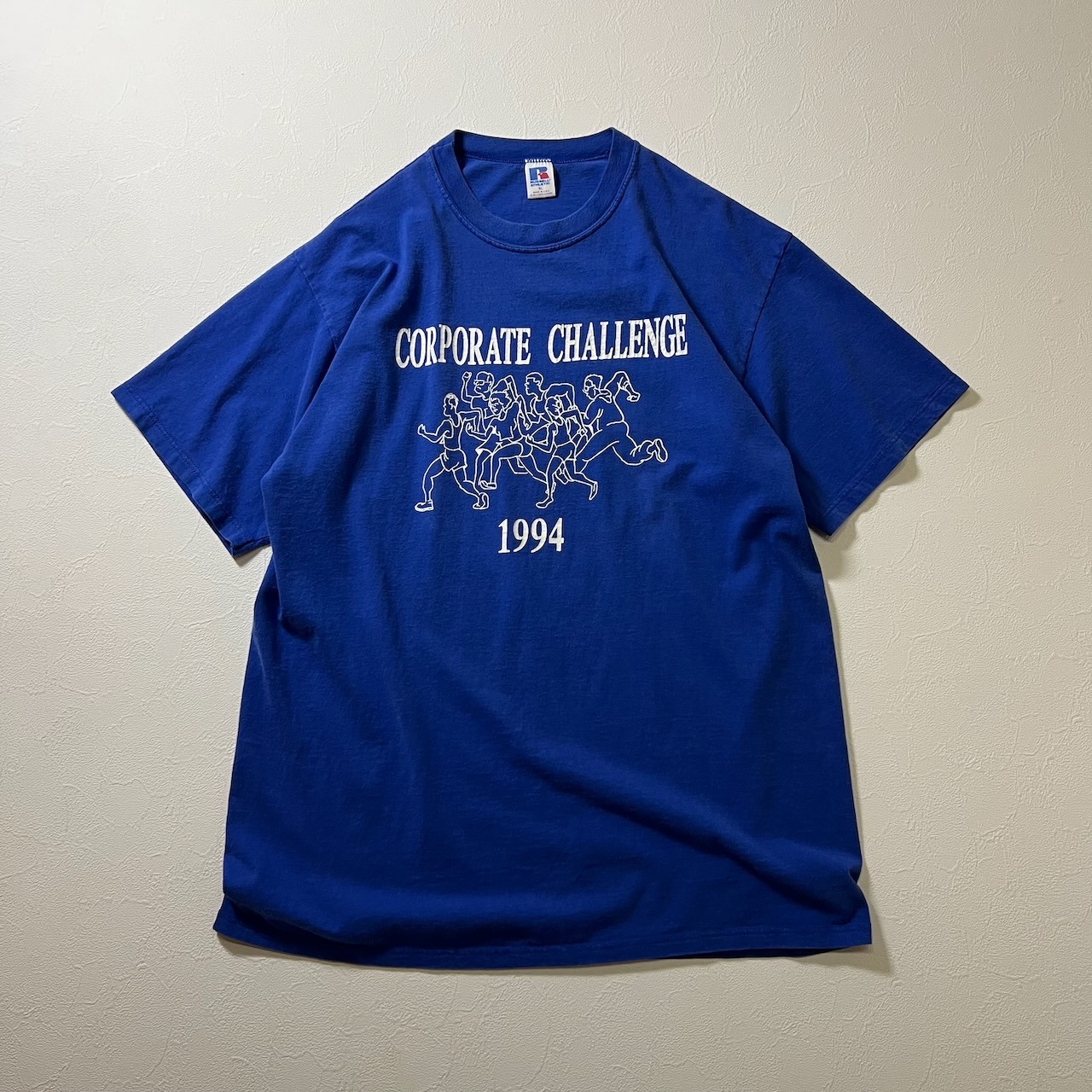 90s USA RUSSELL 両面プリント スポーツイベント Tシャツ ラッセル ブルー XL 古着