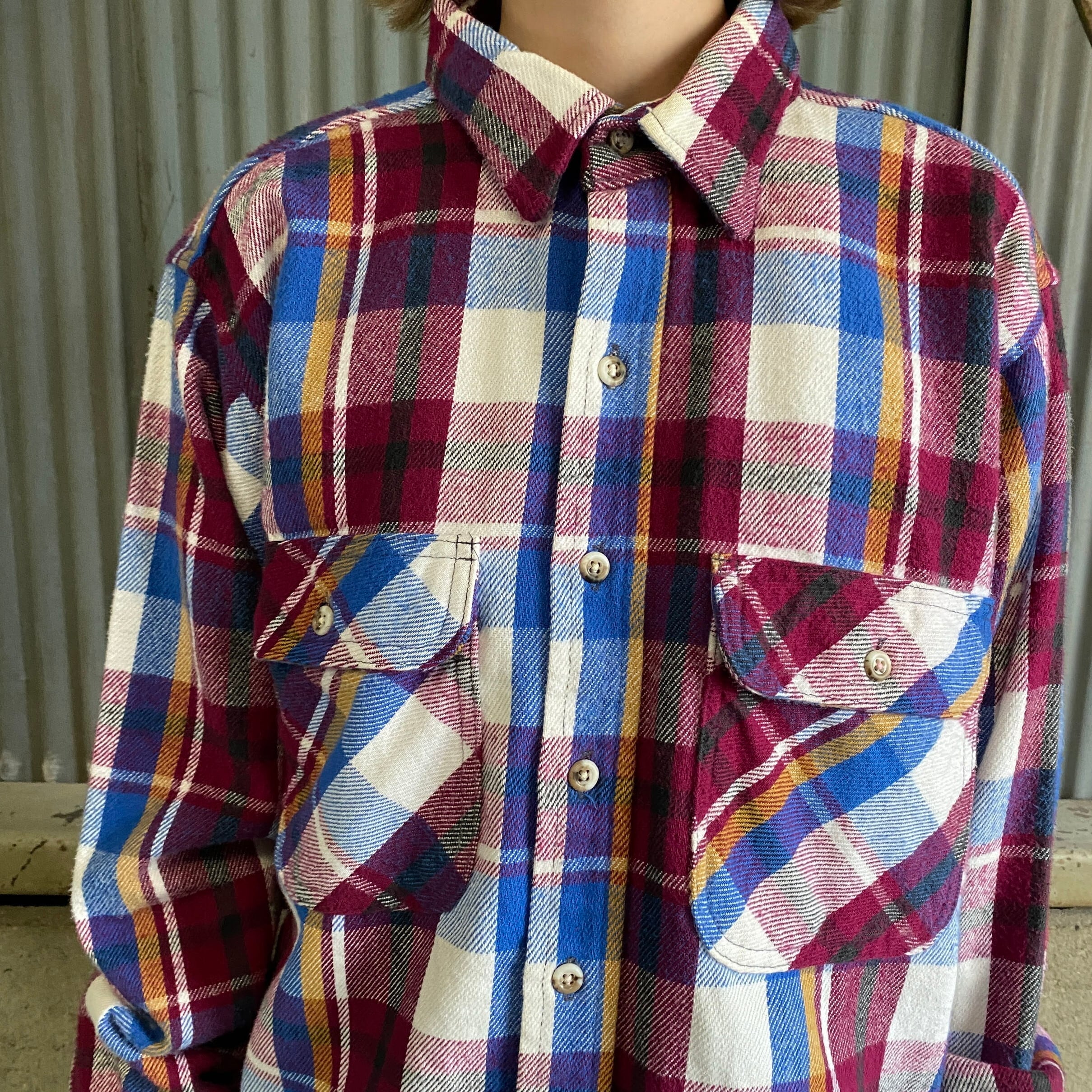 ビッグサイズ 90年代 FIVE BROTHER ファイブブラザー チェック柄 長袖