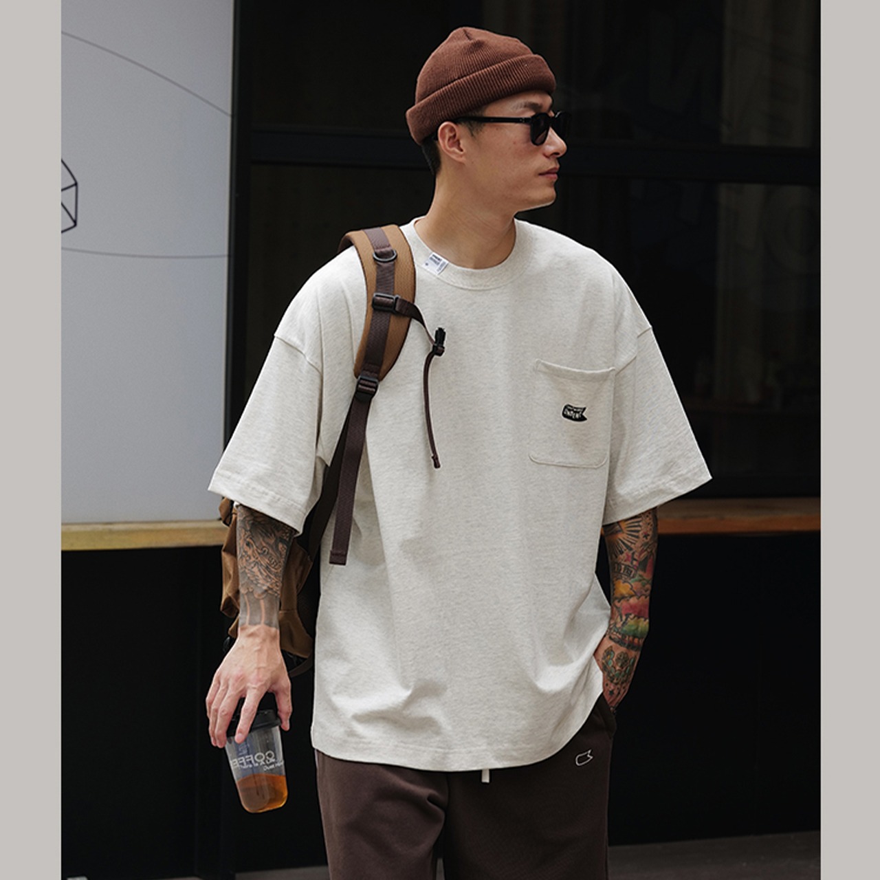 Utility pocket oversized t-shirt 0587 - 10