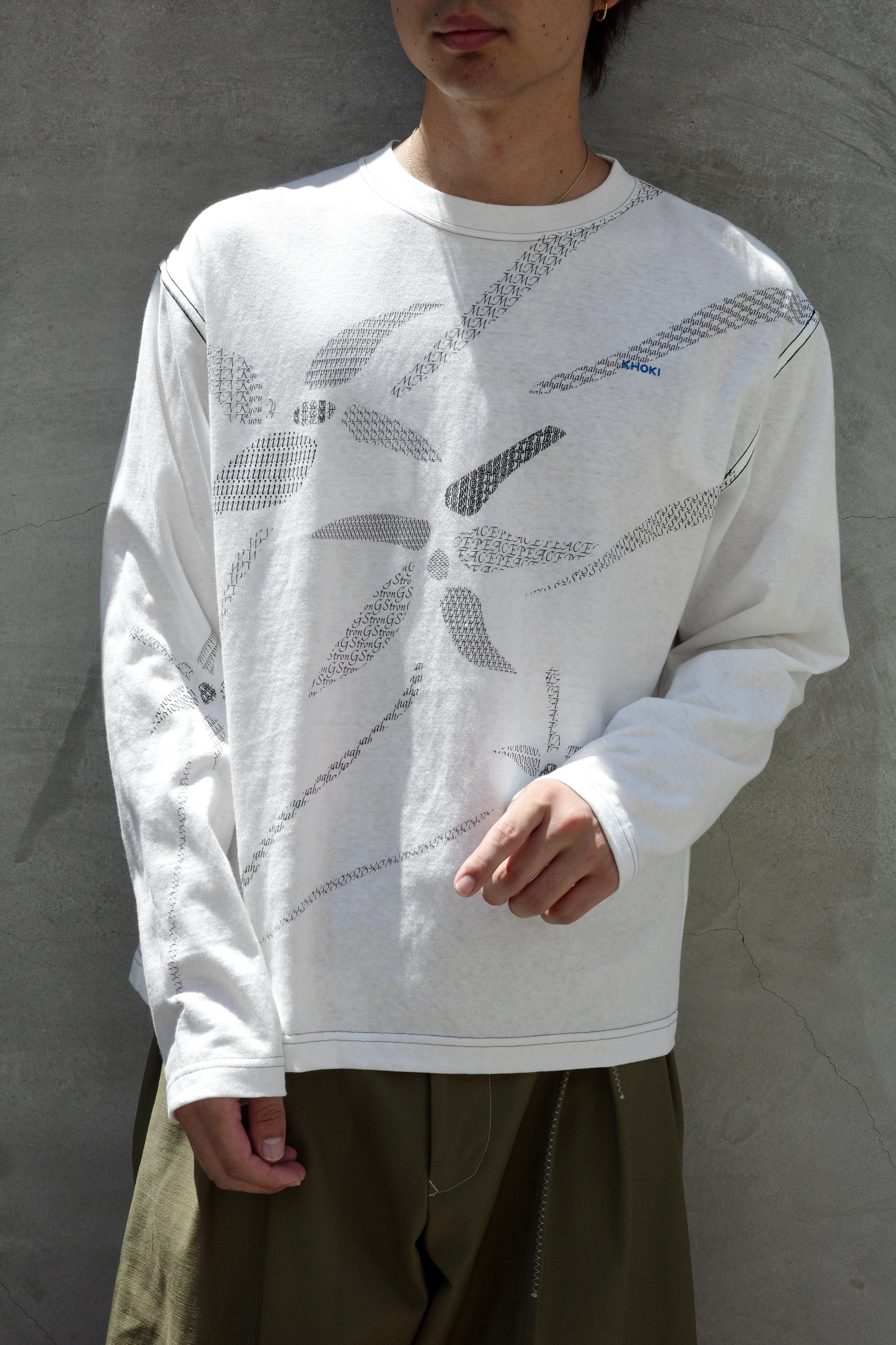 KHOKI 【Printed long-sleeve T-shirt -White-】