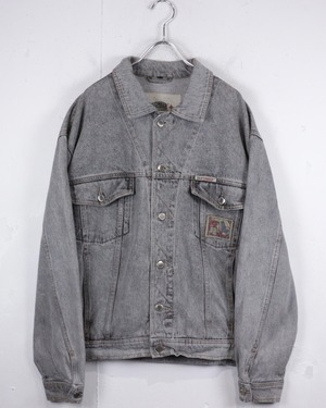 【Caka act2】80’s “PIONEER” “先染め” Fade Black Euro Vintage Denim Jacket
