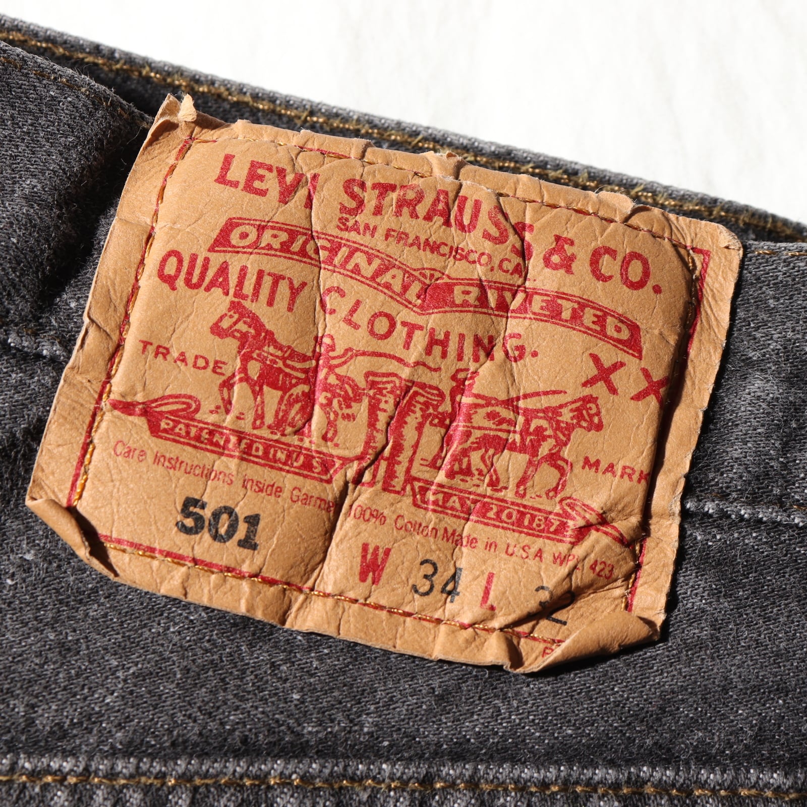 美品 34×32 Levi's 501 USA 93年 先染めブラック デニムパンツ