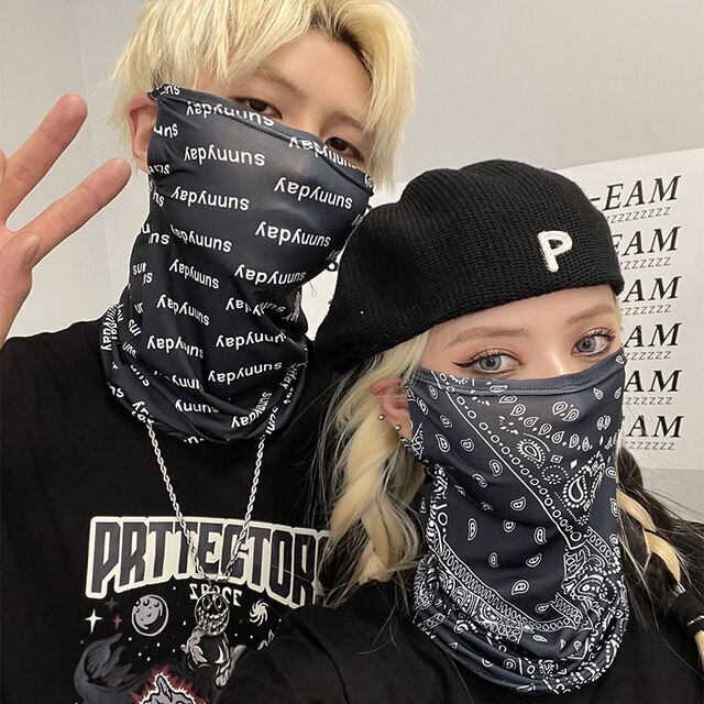 【予約販売】フェイスガード ネックガード マスク ユニセックス UV対策 アウトドア 日焼け防止 紫外線対策 ストリート ペイズリー柄 ゼブラ こなれ感 お洒落 韓国 トレンド