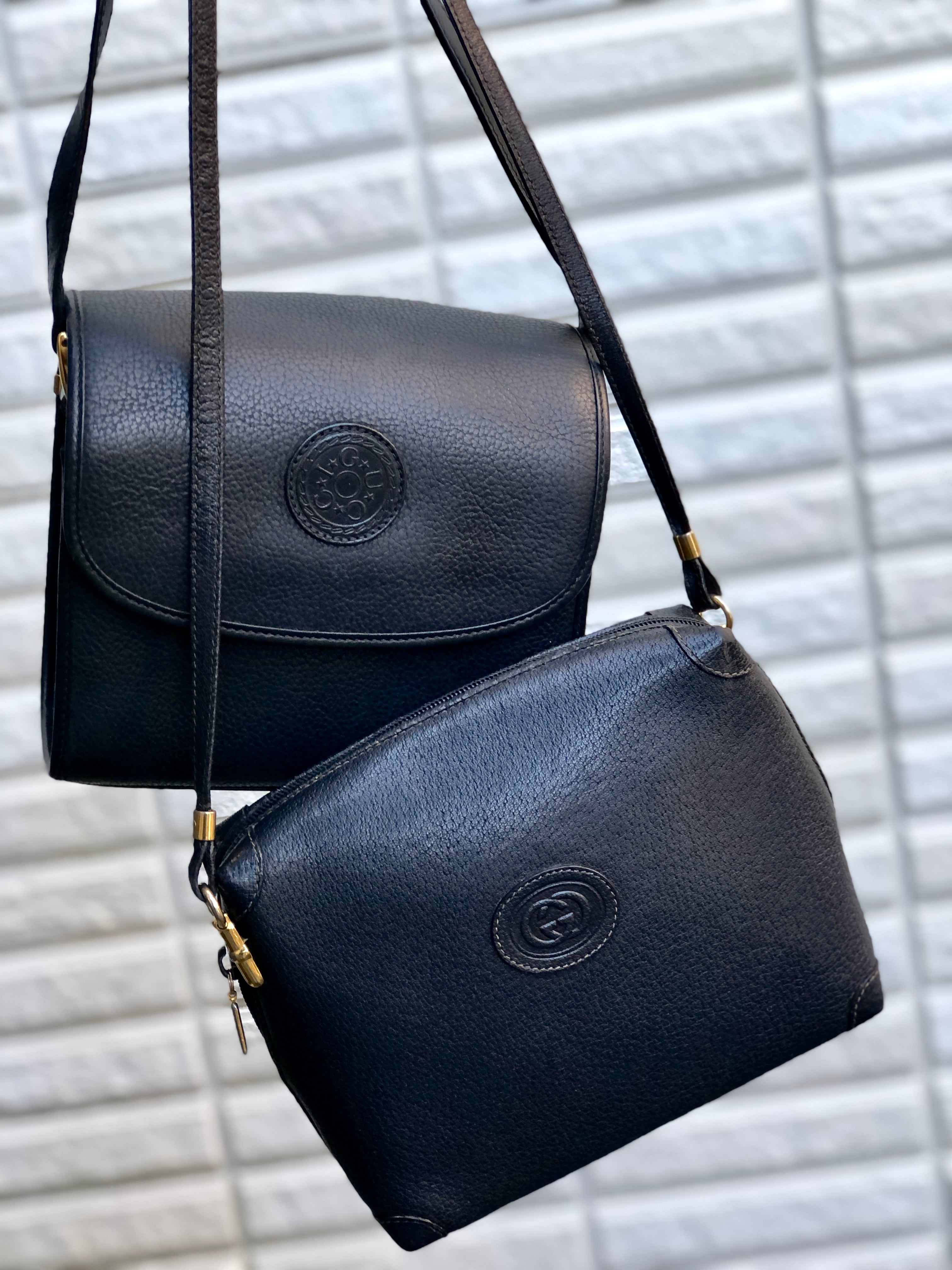 GUCCI グッチ　GG型押し　エンボスレザー　ポシェット　ミニバッグ　ショルダーバッグ　ブラック　vintage　ヴィンテージ　オールドグッチ　 7wudnu | VintageShop solo powered by BASE