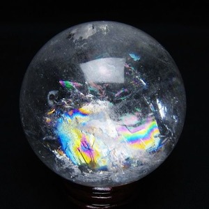水晶 丸玉 虹入り 62mm スフィア 置物 水晶玉 一点物 151-8764