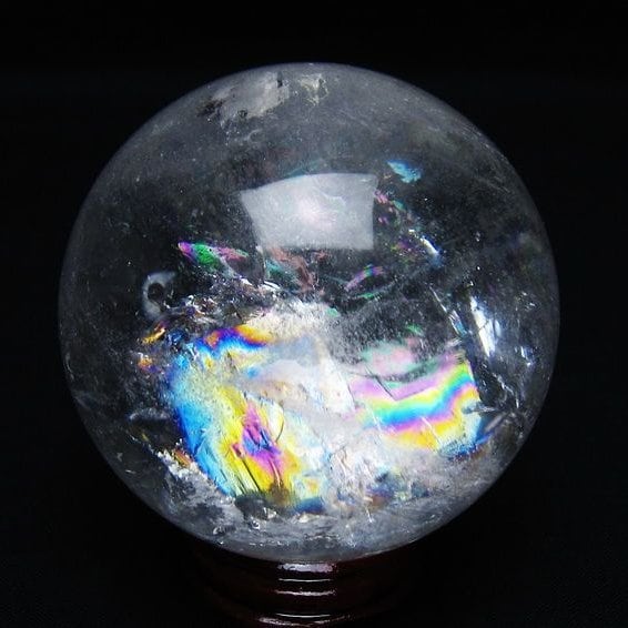 水晶 丸玉 虹入り 62mm スフィア 置物 水晶玉 一点物 151-8764