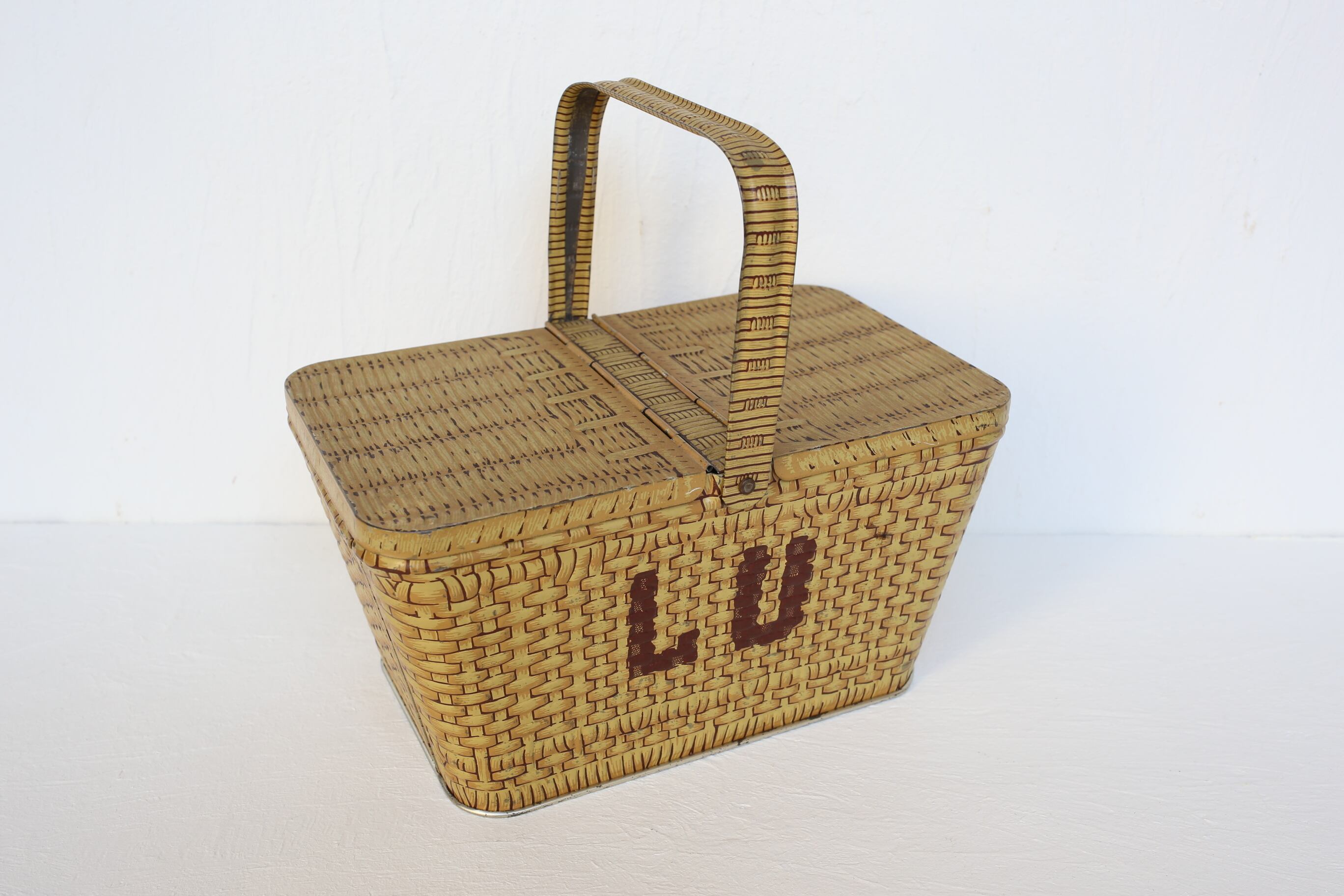 フランス アンティーク ヴィンテージ LU バスケット パニエ 缶